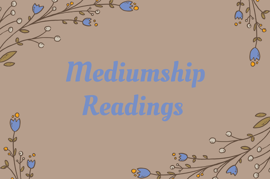 Text: Mediumship sessions, floral border